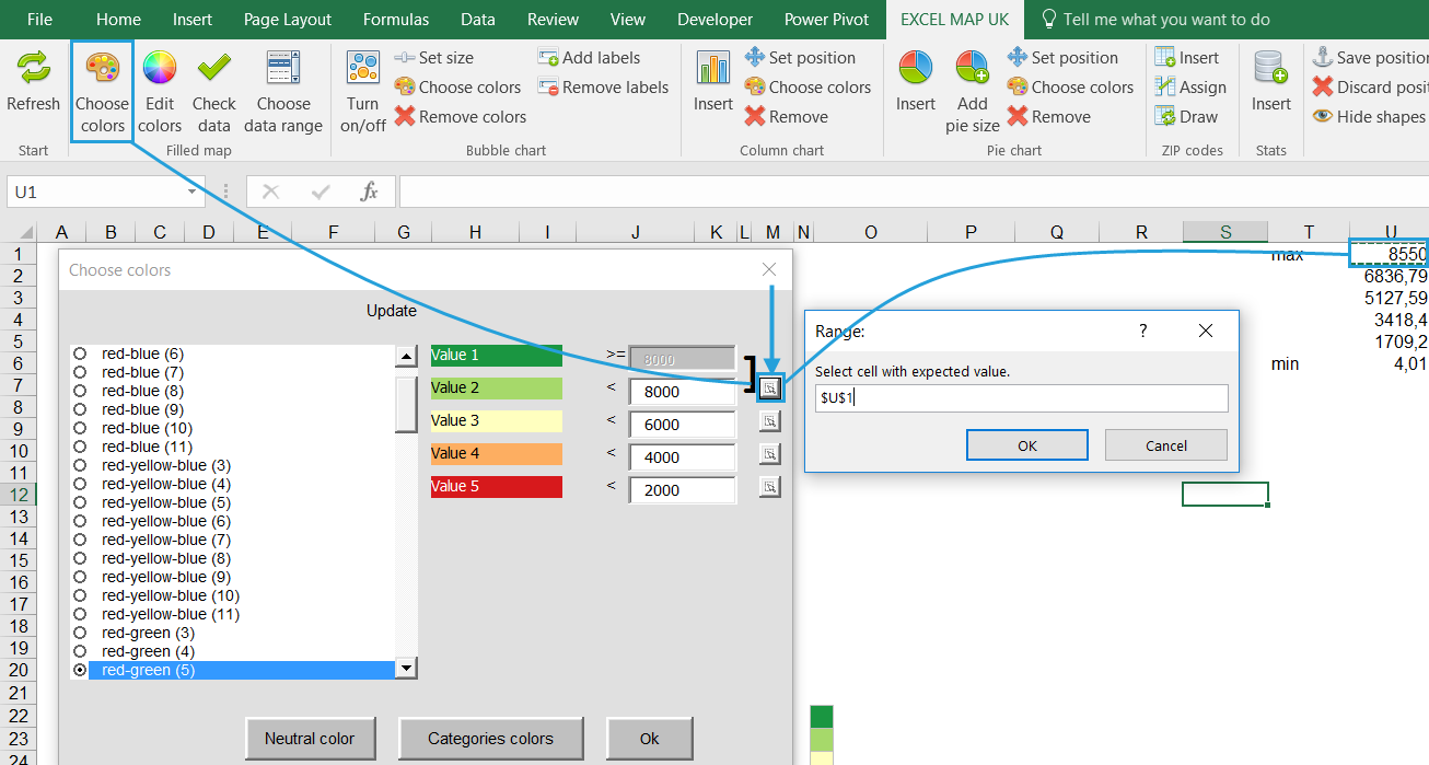 Filled Map Chart Excel 3 Ways To Count Filled Map Ranges In Excel Map United Kingdom – Maps For  Excel – Simple Excel Add-In To Create Filled Maps & Dashboards In Excel