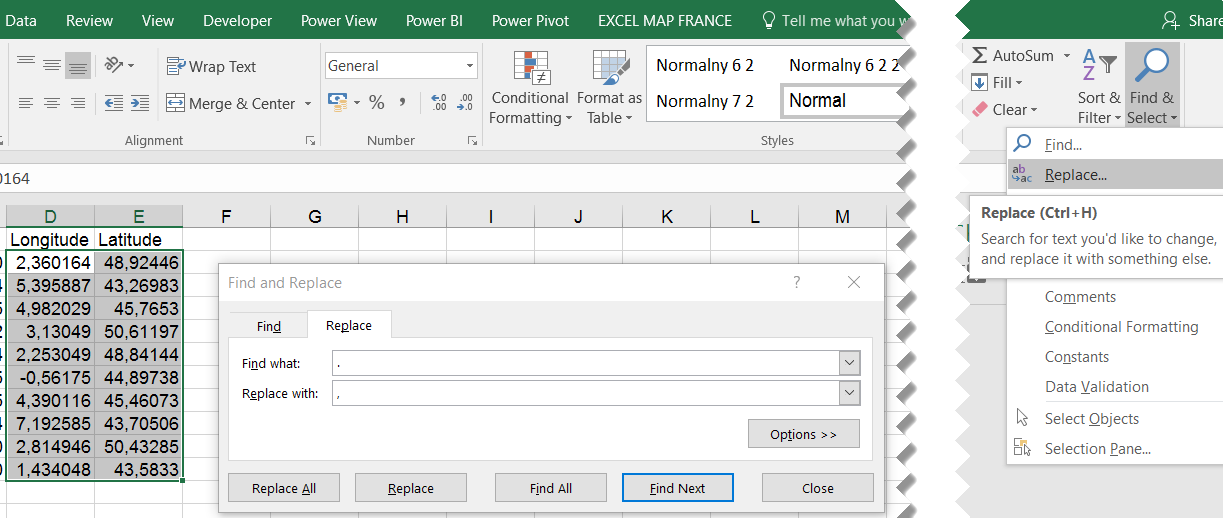 microsoft excel mac 2016 get longitude and latitude for addresses